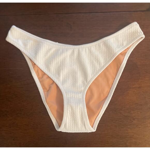 J. Crew White Curved Waist Cheeky Bikini Bottom - Large - Picture 1 of 7
